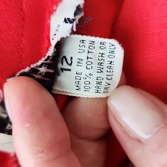 SOLD Marven Singer Vintage Red Linen Button Back Midi Dress 12 B3 - Picture 9 of 10